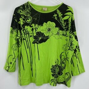 Jess and Jane Green Rhinestone Floral Print Canon Flower XL